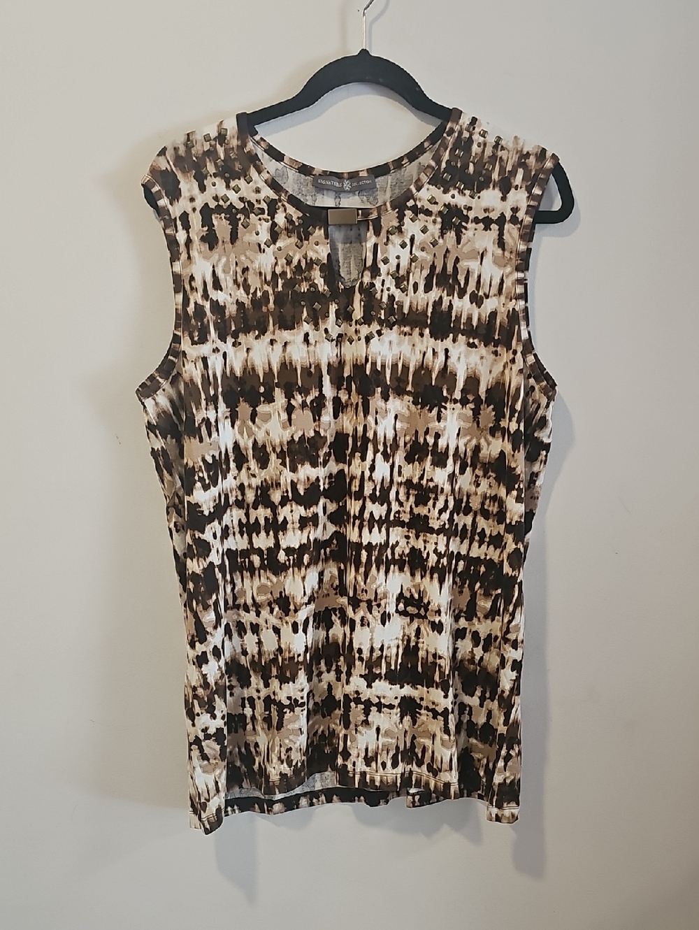 Sleeveless Tie-Dye Tank Top in Brown and Cream
